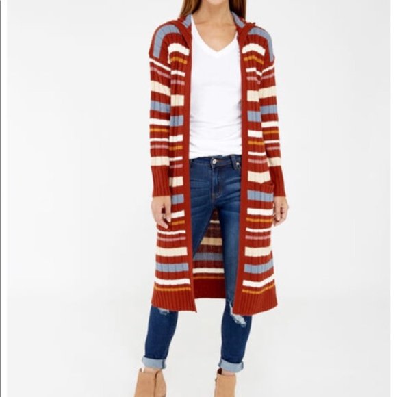 Pink Rose Striped Duster Cardigan - Picture 1 of 10